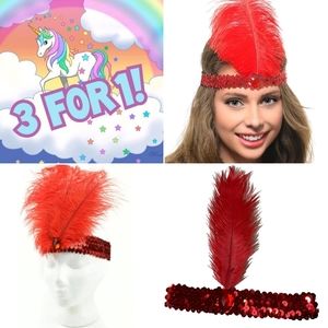 3 🪶 Red Feather Headband